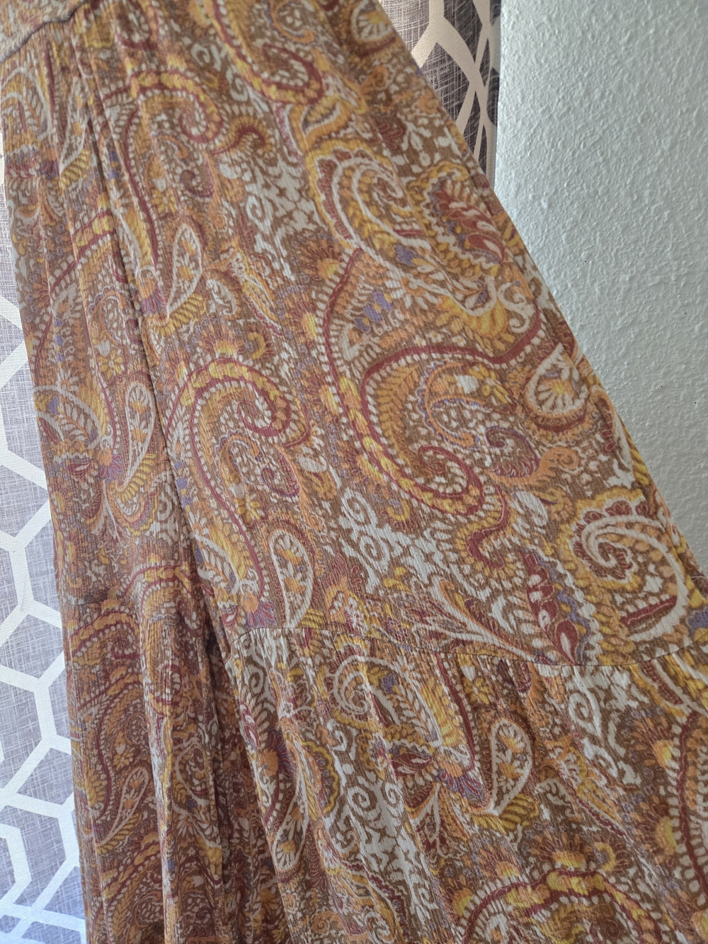 Jessica Simpson Rust and Yellow Paisley Strapless Pantsuit - Picture 3 of 4